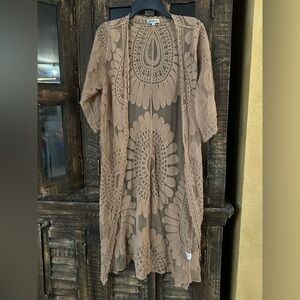 Nwt Rebellion Again sheer floral kimono cardigan brown Small